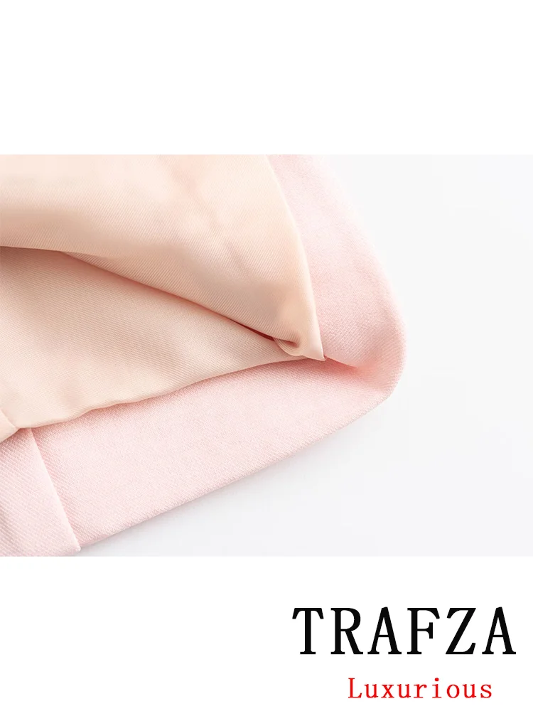 Винтажный шикарный Однотонный женский костюм TRAFZA двубортный блейзер с карманами