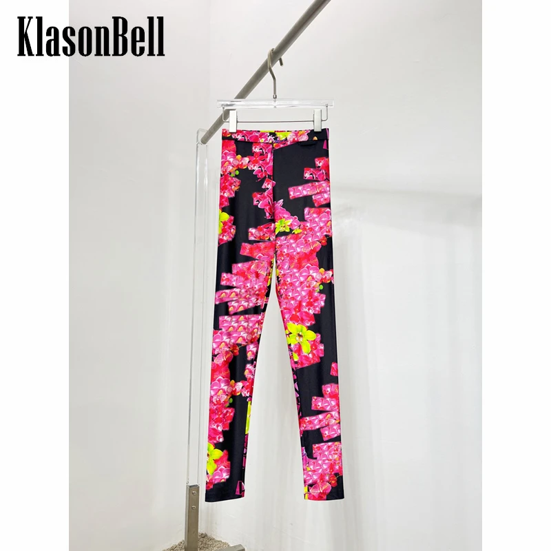 

1.7 KlasonBell Floral Print Letter Geometric Slim Comfortable Stretch Slim Leggings Women