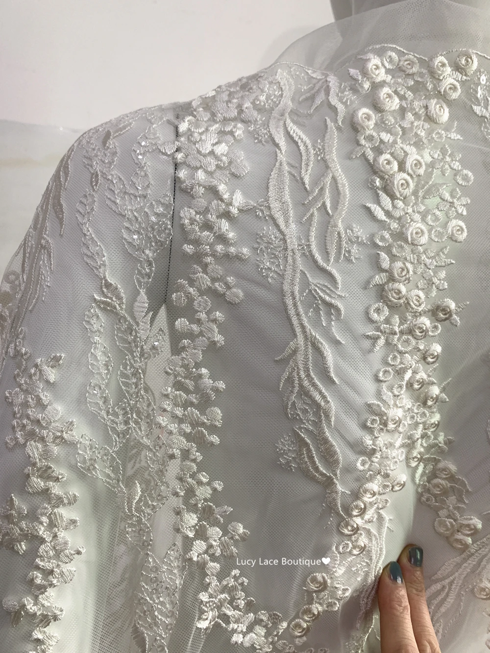 

Роскошная ткань с блестками цвета слоновой кости, вышивка, кружево, тюль, сетка, материал для шитья, распродажа