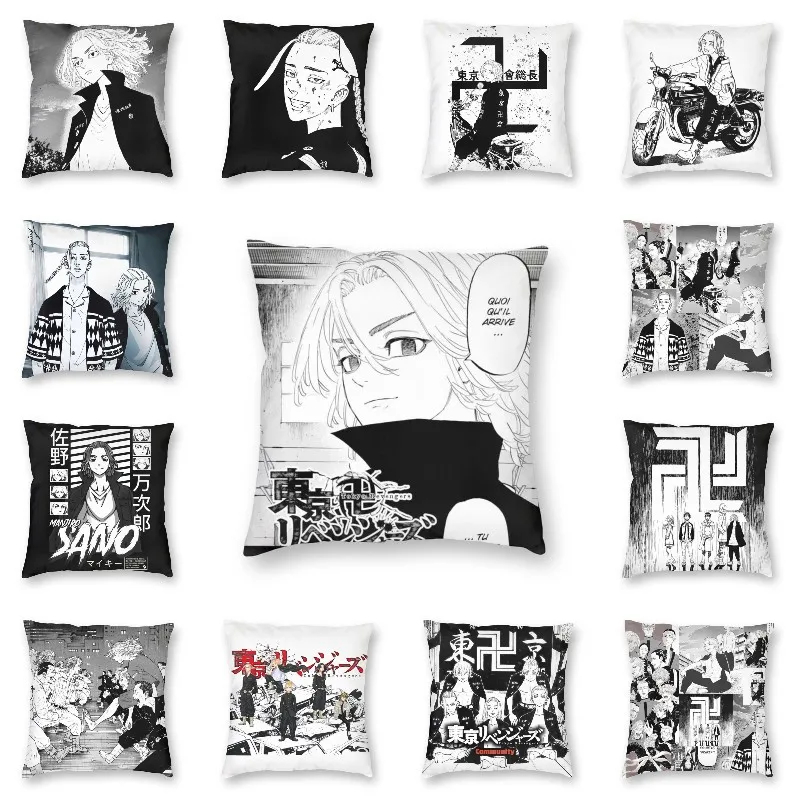

Cool Sano Manjiro Tokyo Revengers Decorative Cushion Cover Floral Pillow Case For Car Sofa Pillowcase Home Two Side 3D Printing