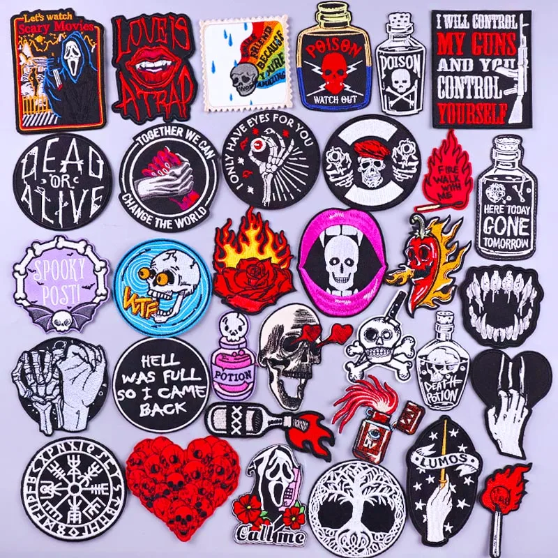 

Патчи для рук в стиле панк, патчи с вышивкой утюгом для одежды, термоклейкие нашивки на одежду, Аппликации, патчи в стиле рок, швейные наклейк...