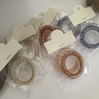 2 pcsbox telephone wire elastic hair bands transparent rubber bands spiral hair ties accessories for women girls kids