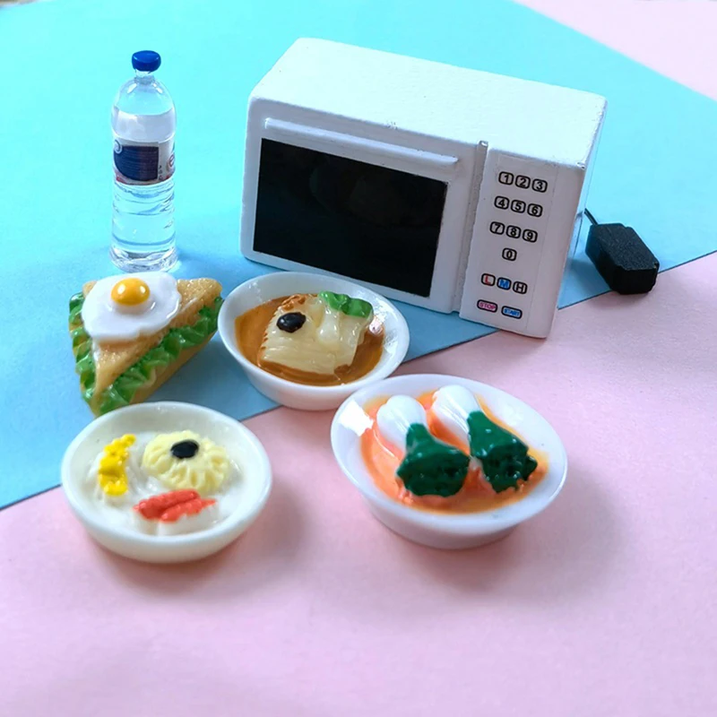 

Кукольный домик мини микроволновая печь 1/12 кухонная посуда набор для кукольного домика Миниатюрные аксессуары для кухни модель микроволновой печи