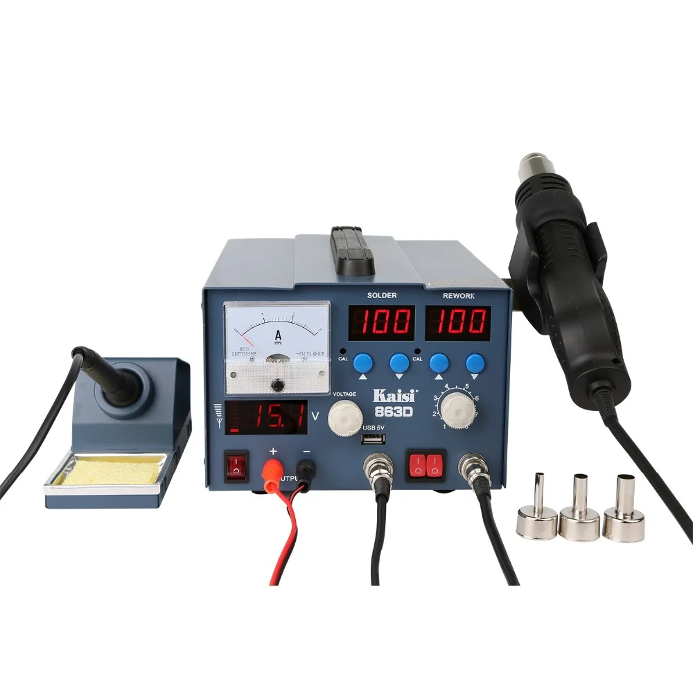 

Cheap Soldering Iron Kit Kaisi 863D Circuit Board Soldering Tools Lead Free Soldering Station 3 In 1 Bga Rework Station