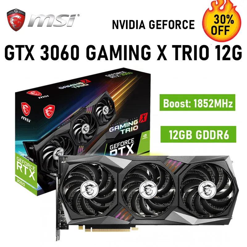 

GeForce RTX 3060 GAMING X TRIO 12G LHR MSI Graphics Cards GDDR6 Raphic Cards 192bit HDCP HDMI PCI-E4.0 GPU RTX 3060 Video Card