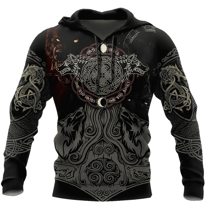 Модный женский пуловер с татуировкой Викинг один Wolf мужской осенний