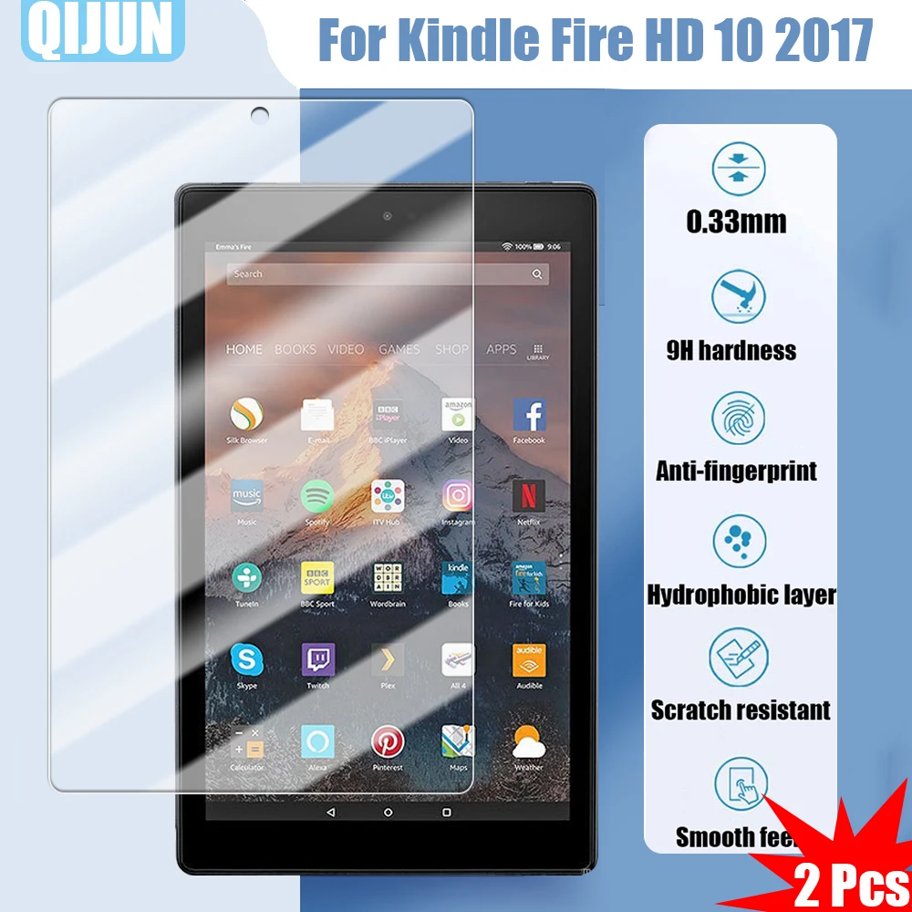 

Tablet Tempered glass film For Kindle Fire HD 10 2017 10.1 Explosion proof and scratch resistant waterpro Anti fingerprint 2 Pcs