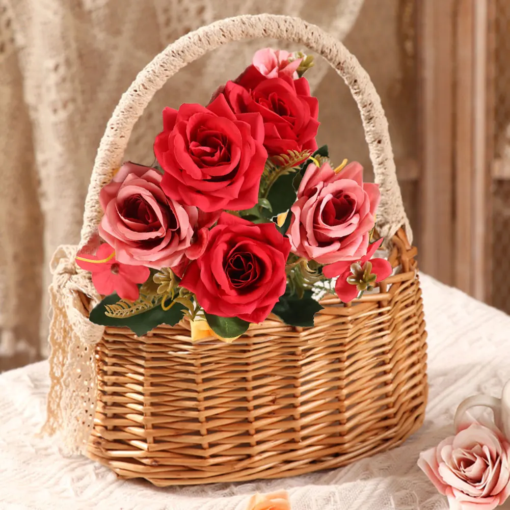 

Flower Bunch Real Touch Wedding Party 5 Heads Fake Artificial Rose Centerpieces