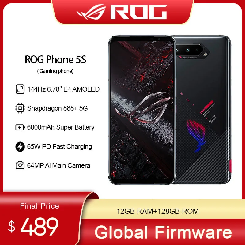 ASUS ROG Phone 5S 5G Snapdragon 888 plus 6,78 '' 144 Гц AMOLED 6000 мАч 65 Вт Быстрая зарядка Игровой телефон NFC