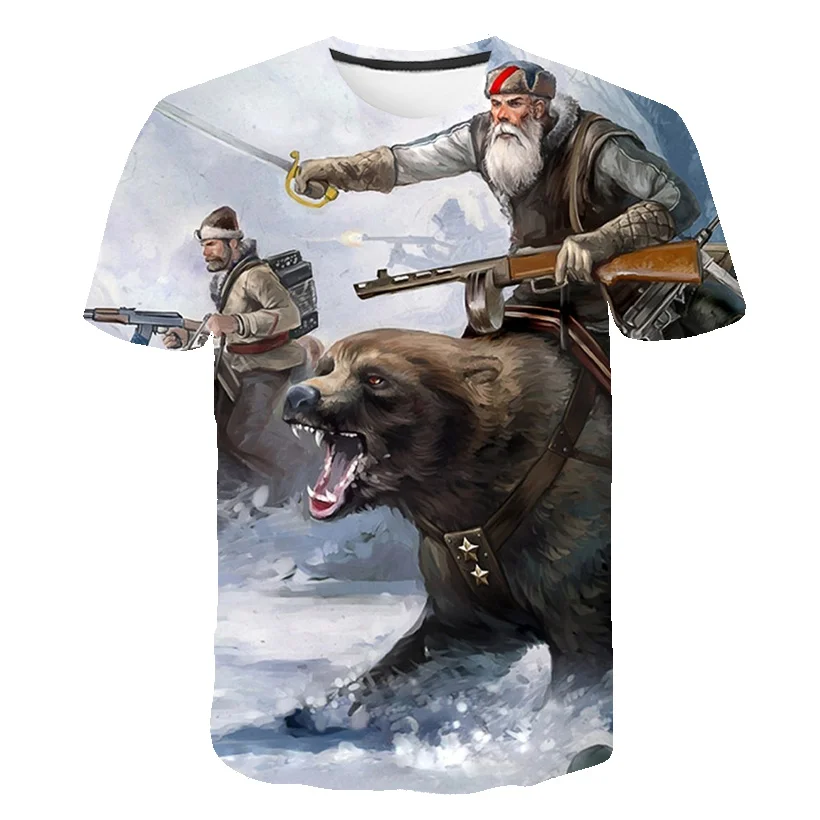 

Men's Russia T-Shirt Russian Flag T-Shirt Bear Short Sleeve 3D Printing Men's Fitness Short Sleeve Rock Hip Hop New T-Shirt