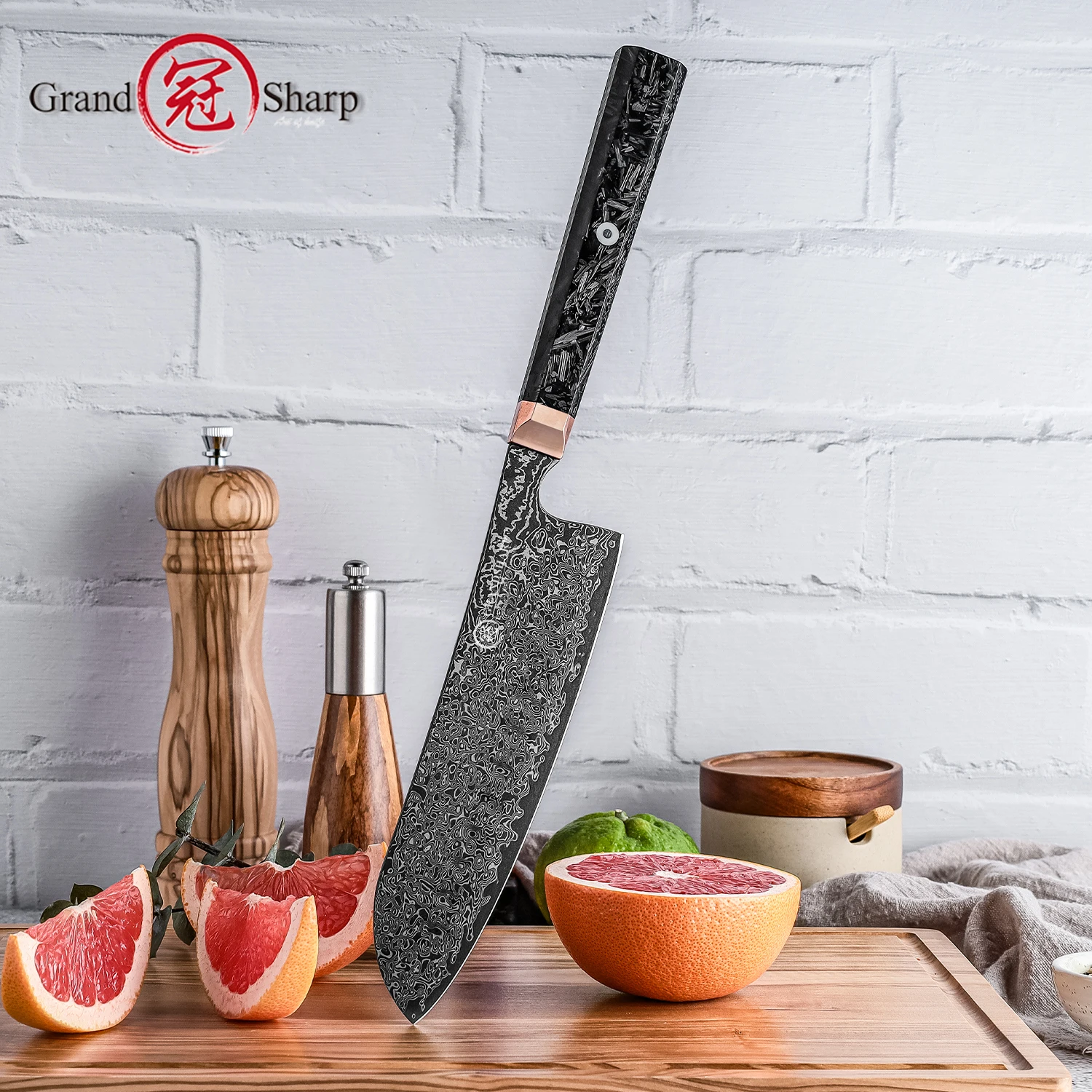 Нож Grandsharp 6 8 дюйма Santoku 67 слоев дамасской стали стальной кухонный нож 10Cr15CoMoV с