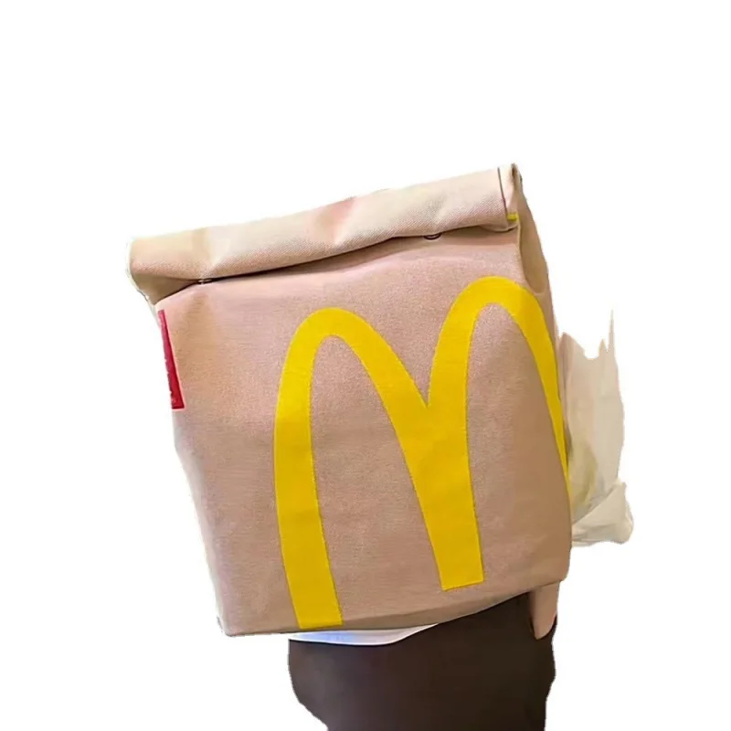 McDonald's Bag Paper Bag Backpack Women's Backpack Large Capacity Bag College Students Class Commuter Tide