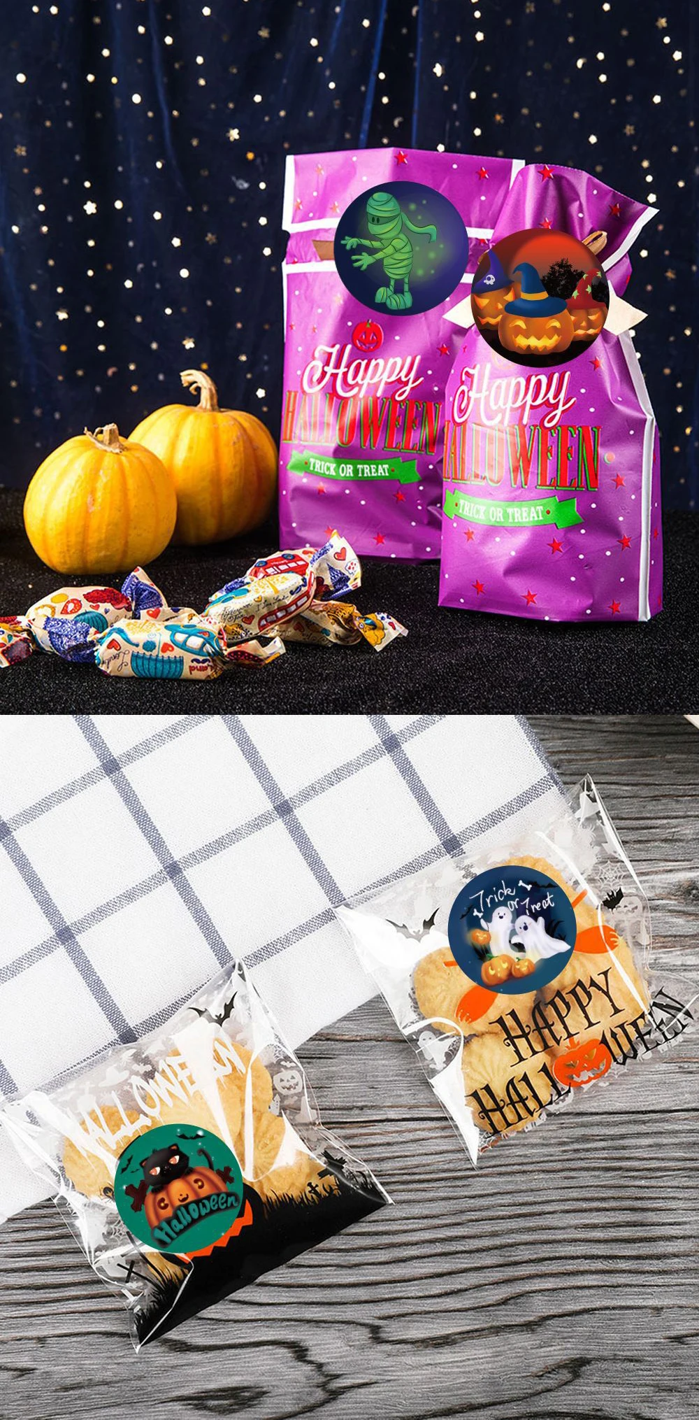 500Pcs Halloween Decoration Stickers Candy Bag Seal Sticker Party Children Gift Toy Sealing |