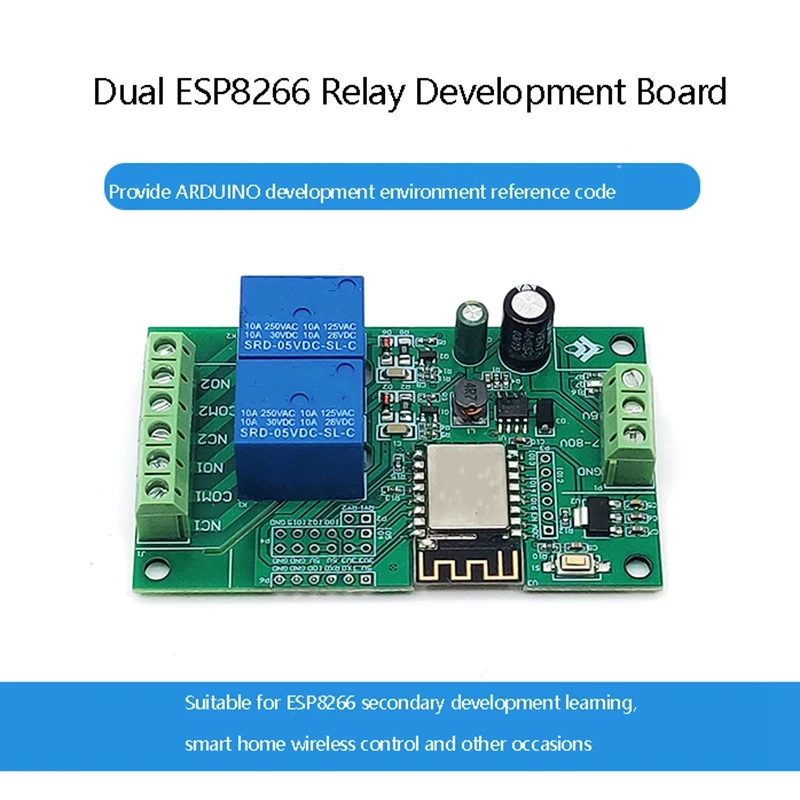 Акция! Релейный модуль ESP8266 ESP-12F с Wi-Fi 2-канальный релейный 5 В/8-80 в разрабатывающая