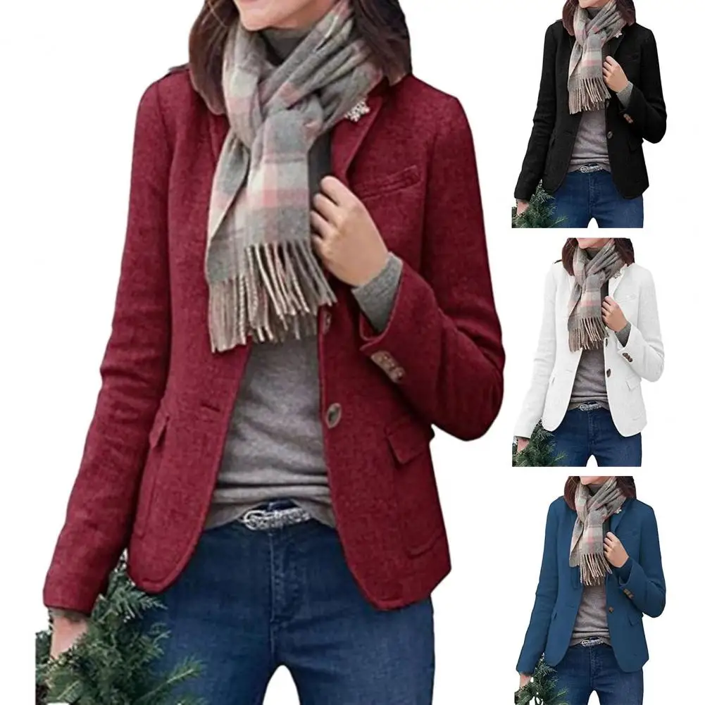

Женская зимняя куртка, стильное Женское пальто с отложным воротником, облегающее плотное пальто с длинным рукавом в деловом стиле с карманами для женщин на осень и зиму