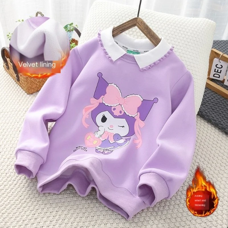 

My Melody Sanrio Kawaii Anime Childrens New Warm Jacket Coat Kuromi Cute Autumn Winter Girls Fleece Thickened Hoodie Toys Kids