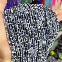 234mm sodalite faceted round natural stone loose spacer beads for jewelry making diy bracelet necklace 15%e2%80%9d wholesale