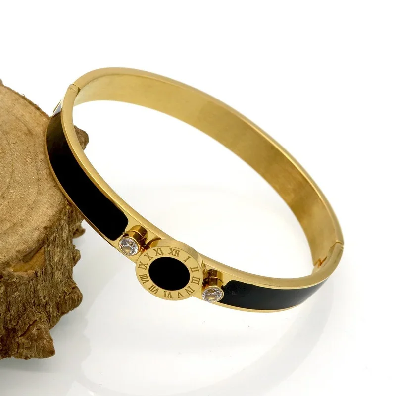 Новый браслет из нержавеющей стали с римскими цифрами и кристаллами для женщин