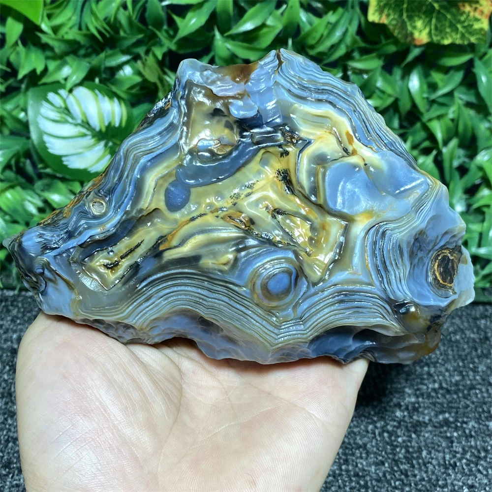 

703g Natural Crystal Stripe Agate Raw Ore Specimen Rough Irregularity Mineral Gem Spiritual Meditation Reiki Home Decoration