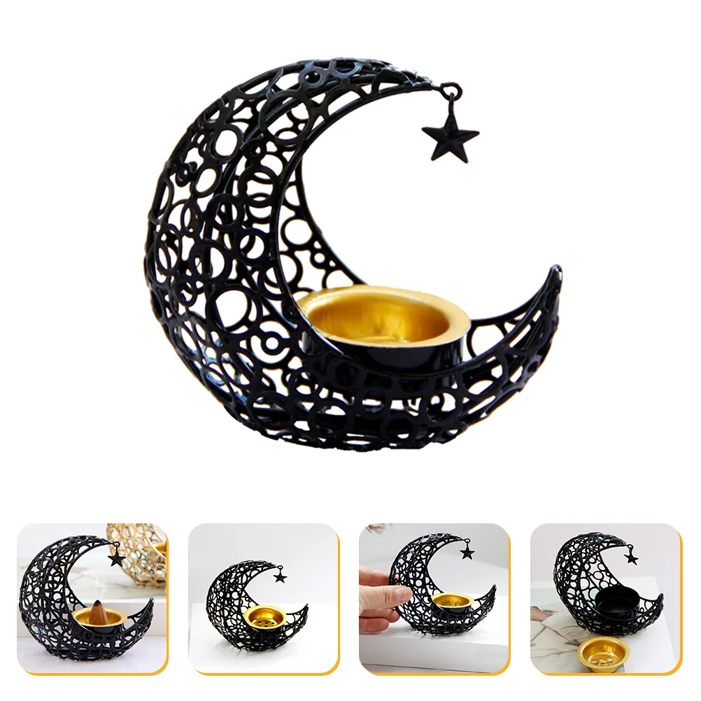 

Burner Holder Censer Metal Vintage Moon Stick Candlestick Bowl Stove Eid Islamic Bottle Diffuser Incence Aromatherapy Table