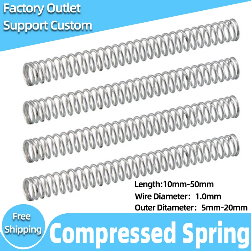 

Creamily 5PCS Compressed Spring Wire Diameter 1.0mm Outer Diameter 10-100mm Rotor Return Spring Pressure Spiral Coil