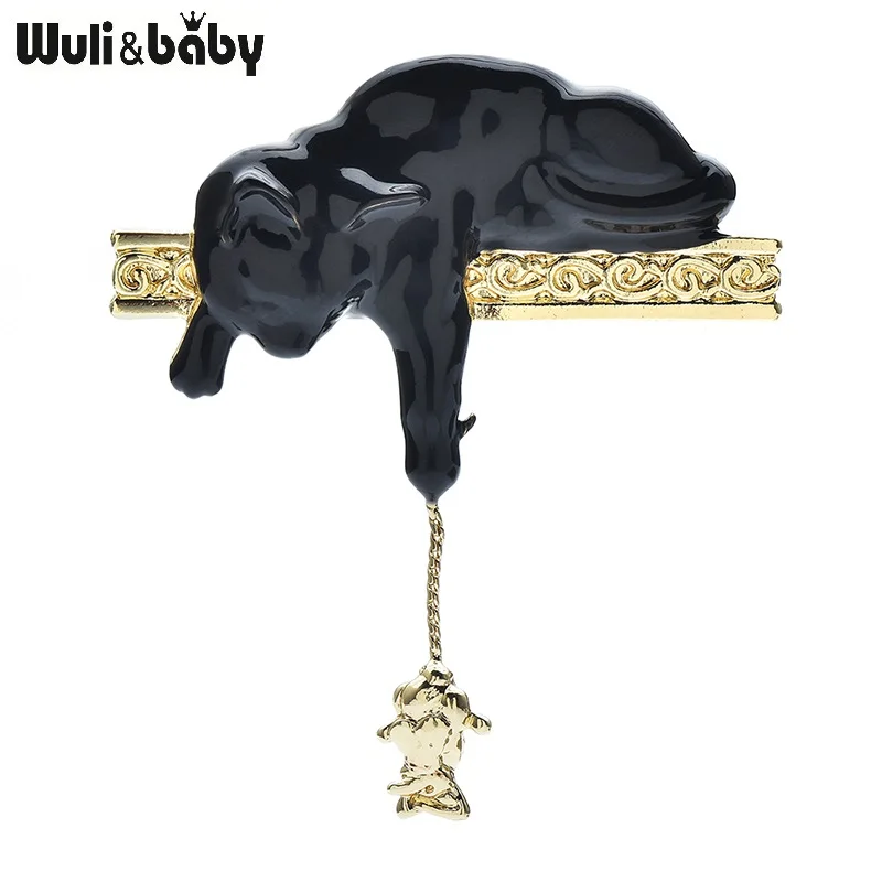 Wuli &amp baby кошка привлекающая мышь на окне Женская металлическая бижутерия