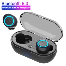 Auriculares TWS Y50 inalámbricos por Bluetooth 5,0, auriculares estéreo HIFI con reducción de ruido, Auriculares deportivos para iPhone, Xiaomi y Samsung