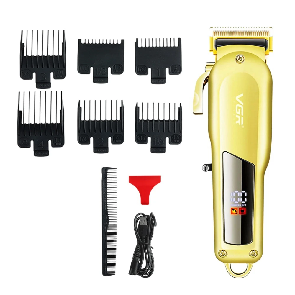 

VGR V-278 Electric Hair Clipper LED Display Professional Hair Cutting Machine Recharge Cordless Hair Trimmer for Men Gold