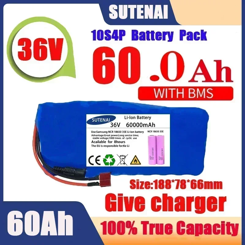 Original 36V battery 10S4P120Ah pack 500W high power 42V 120000mAh Ebike electric bike BMS+42V2A Charger