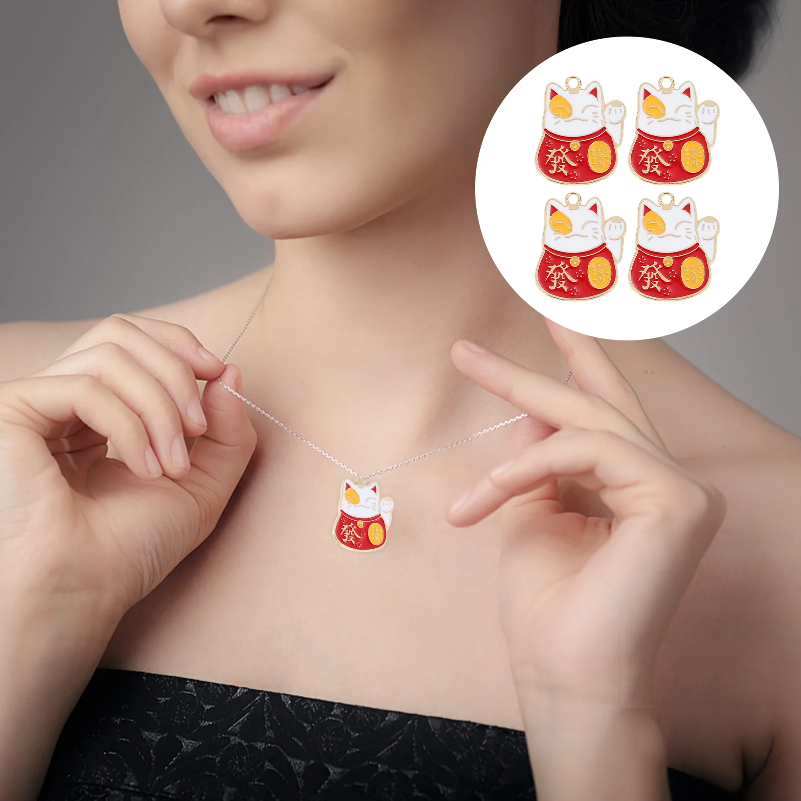 

20 Pcs Lucky Cat Pendants Bangle Charms Cat Jewelry Charm Car Pendant Lucky Cat DIY Material Earrings Maneki Neko Charm