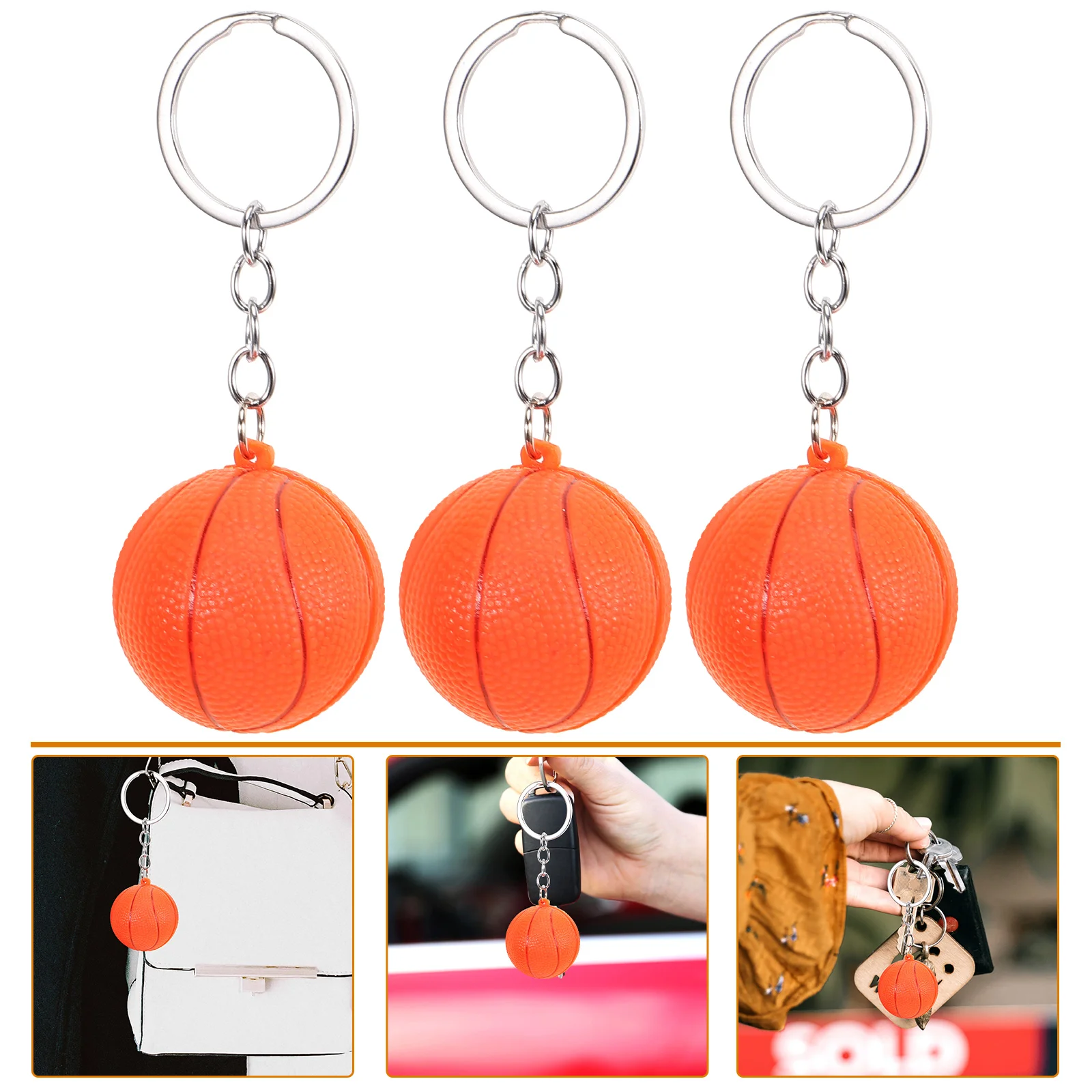 

3 PCS Boys Gifts Filler Basketball Key Chain Decoration Keychain Lovely Decorative Pvc