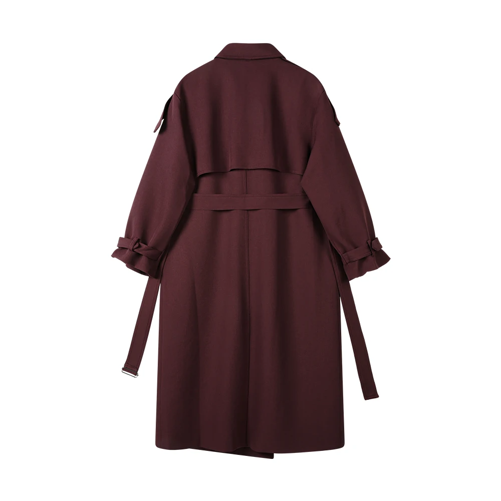 SuperAen длинный плащ со шнуровкой на талии женское осеннее длинное пальто в