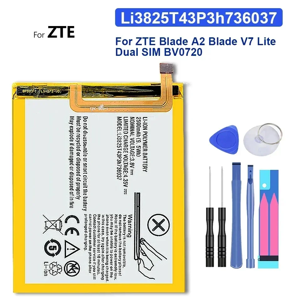 Аккумулятор 2500 мАч для ZTE Blade A2 V7 Lite V7lite Dual SIM BV0720 Li3825t43p3h 736037 Мобильный телефон +