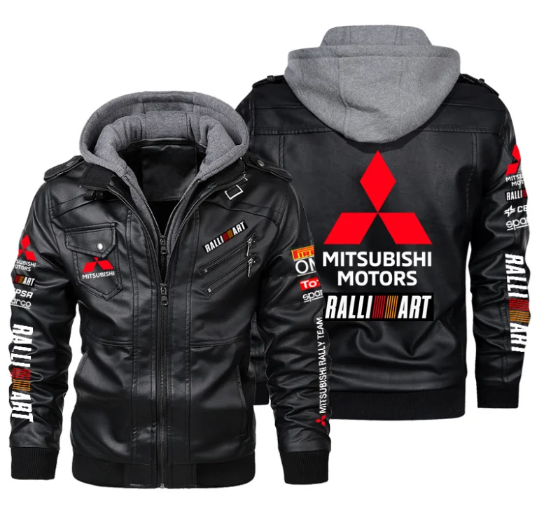 

Куртка-бомбер Mitsubishi мужская с логотипом автомобиля, Повседневная Байкерская мотоциклетная куртка из искусственной кожи, брендовая одежда, европейские размеры, на осень