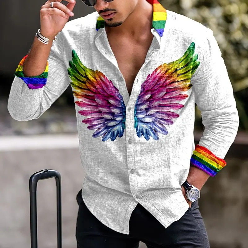 Men's Shirts Long Sleeve Cardigan White Classic High Casual Fashion 3D Printed Hawaiian Shirts Oversized Vintage Harajuku Tops