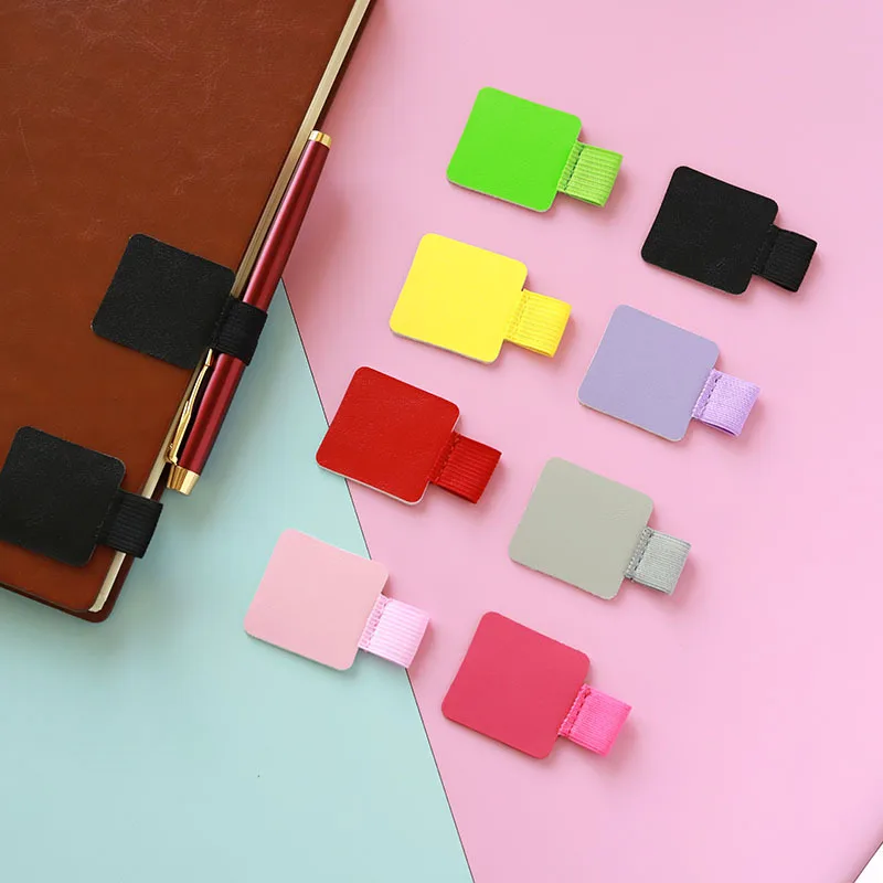 

Adhesive Pen Clip Protective Case PU Leather Notebook Elastic Loop Cover For Diary Planner Clip For Apple iPhone Pencil Holder