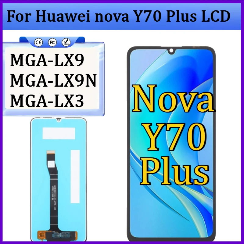 Фото Новый TFT-дисплей для Huawei nova Y70 Plus LCD MGA-LX9, сенсорный экран в сборе для nova Y70 MGA-LX9N MGA-LX3 LCD без рамки №1