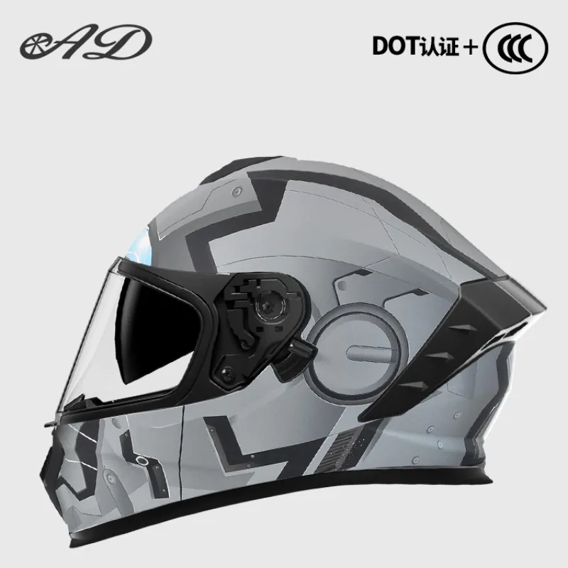 Dot ECE Certified Motorcycle Helmet Men's Four Seasons Universal Autumn and Winter Full Luminous helmet