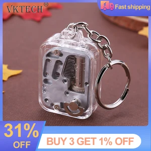 Kids 18 Tones DIY Music Box Movement Keychain Toys Baby Handy Crank Musical Instrument Toy for Baby 