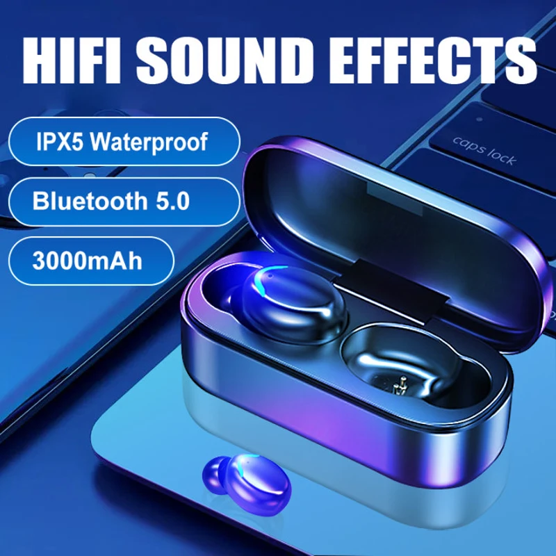 

TWS Bluetooth наушники с микрофоном, беспроводные наушники с шумоподавлением, HiFi стереонаушники, IPX5 водонепроницаемая Спортивная гарнитура