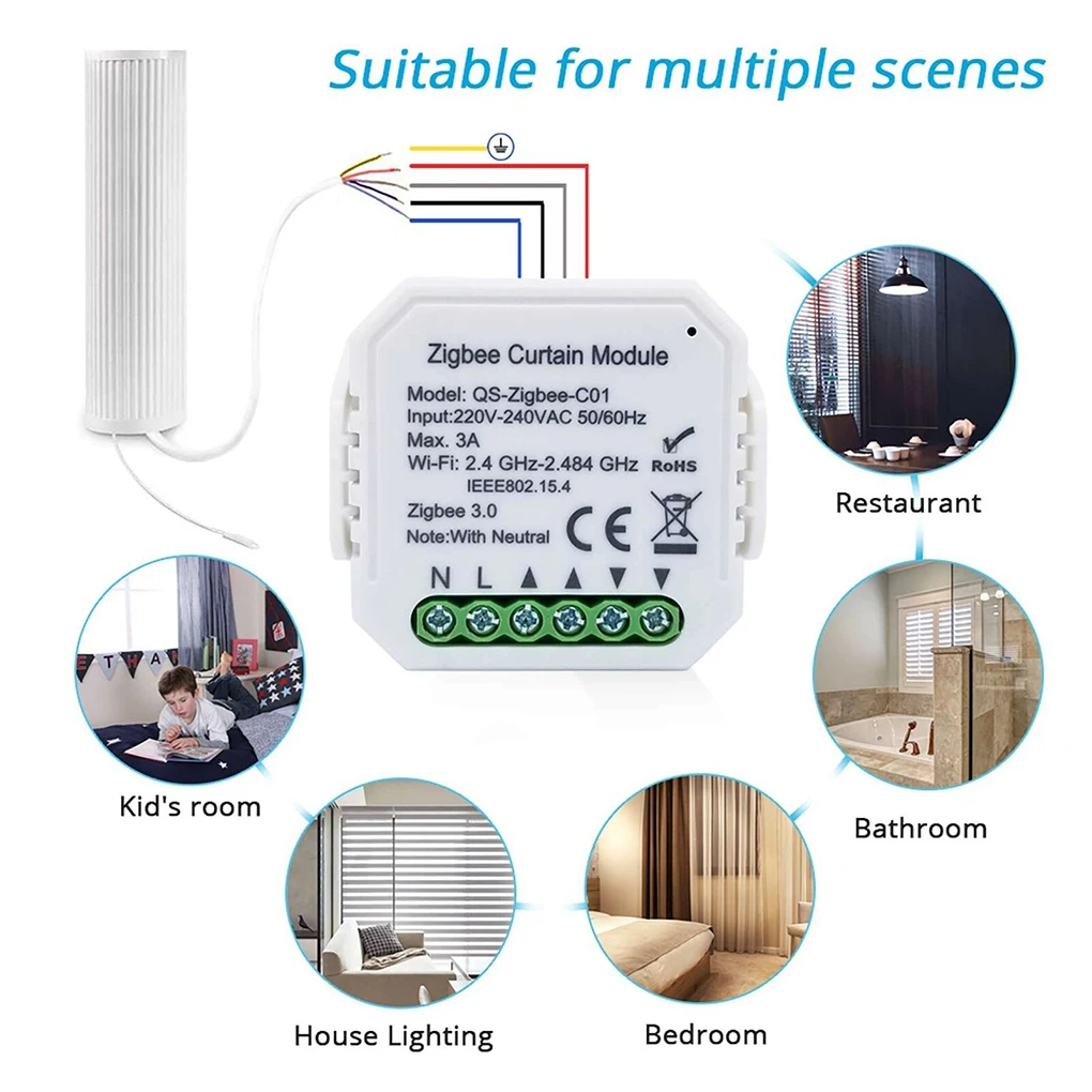

Tuya ZigBee Curtain Smart Control Module Roller Shutter Switch Wireless Remote Control Curtain Switch