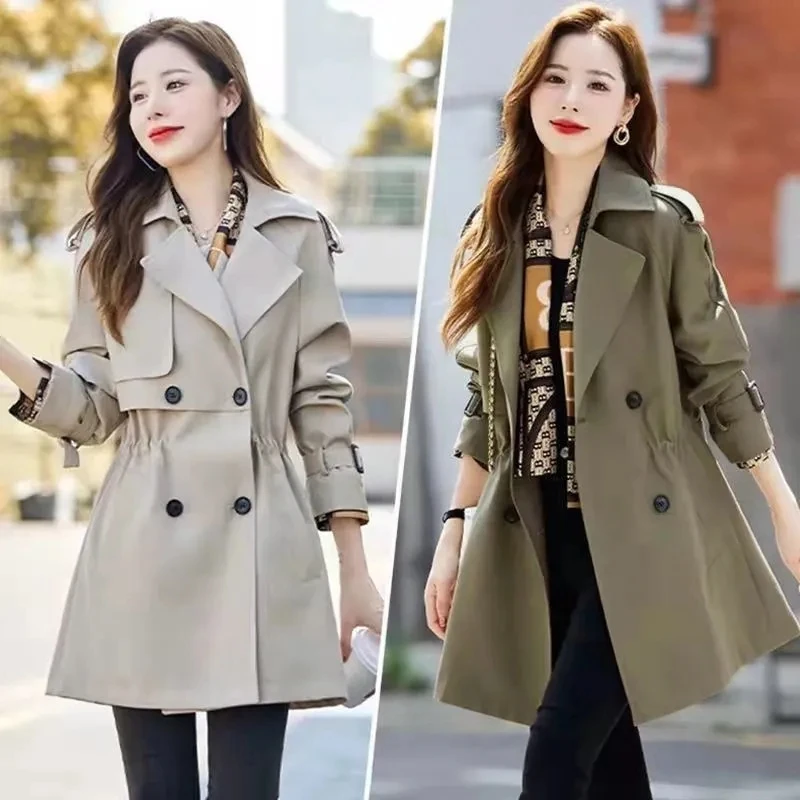

Women Windbreaker Long Coat 2022 Spring Autumn New Women Jacket British All-match Slim Coat Women Double Breasted Basic Coat