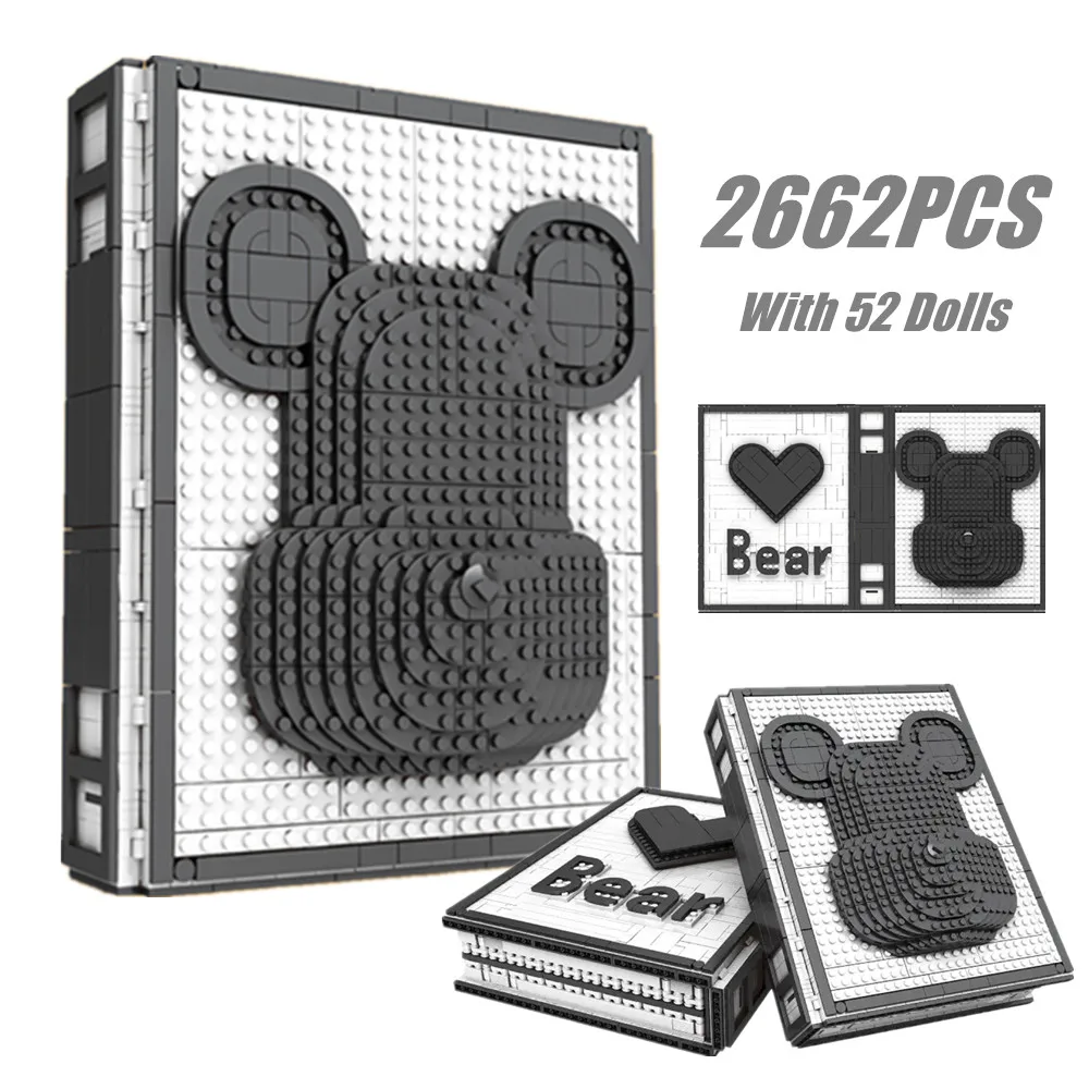 

2622PCS 52 Bears Doll Figures Bears Dolls Book Bricks Figures Display Book Friends Building Block Bricks Toy Gift Kid