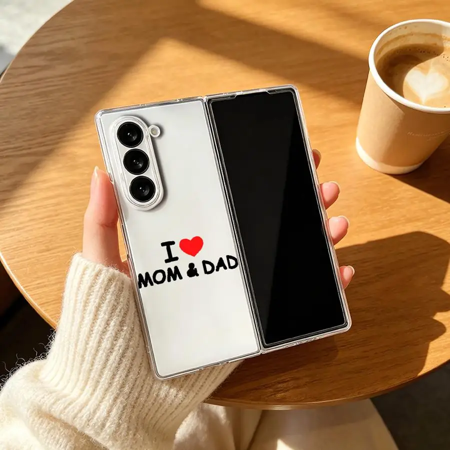 Фото Прозрачный мягкий чехол для телефона с дизайном «Мама и папа» для Samsung Galaxy ZFold7 ZFold4 ZFold6 ZFold5 Z Fold 7 6 5 4 3 ZFold3 №1