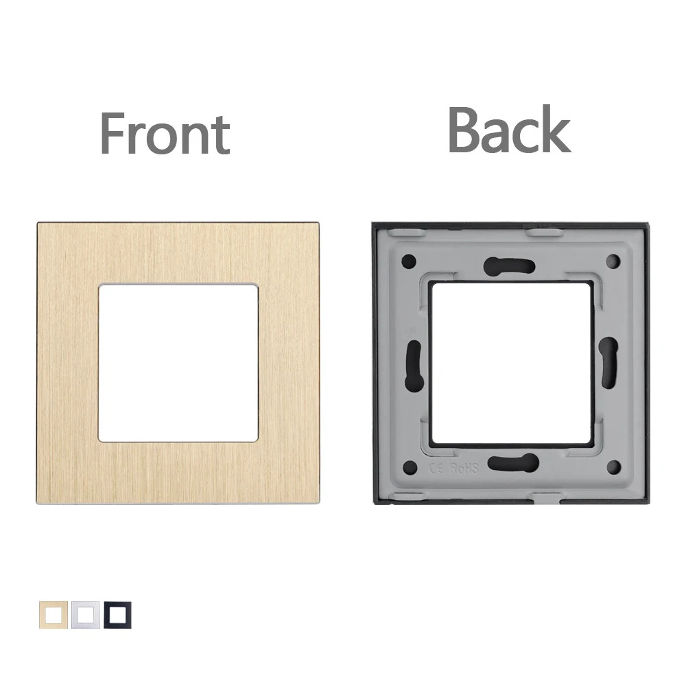 

Запчасти для самостоятельной сборки TAWOIA, черная, золотистая, серебристая алюминиевая панель для настенной розетки, сенсорный выключатель, только панель с металлической рамкой