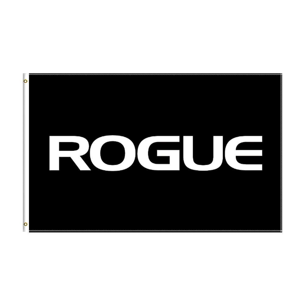 

3x5 Ft Black Rogue Flag Polyester Printed Barbell Banner For Decor
