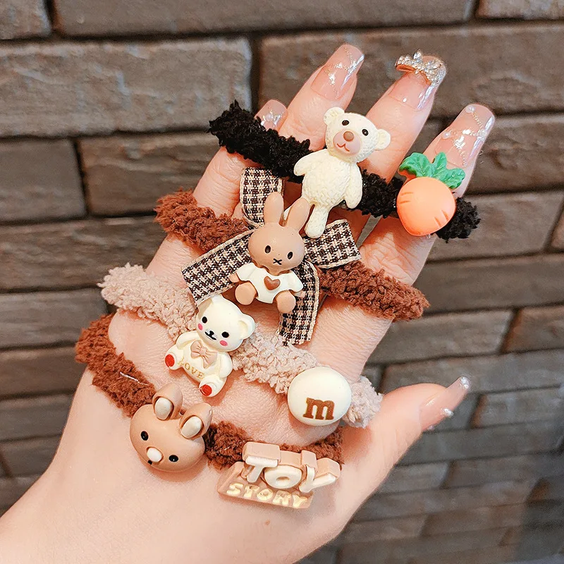 

Детская заколка для волос в виде медведя, кролика, кофейного цвета