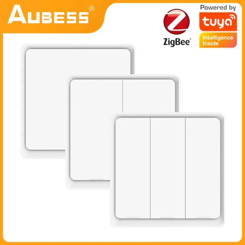 

Aubess ZigBee Wireless 4 Gang 12 Scene Tuya Switch Push Button Controller Battery Powered Automation Scenario Smart Home