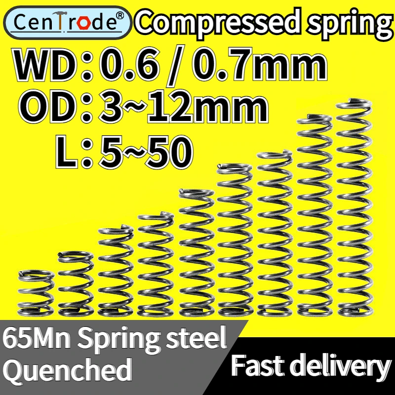

10 Pcs Compressed Spring Wire Diameter 0.6/0.7mm Outer Diameter 3-12mm Length 5-50mm Spring Steel Automatic Elastic Coil