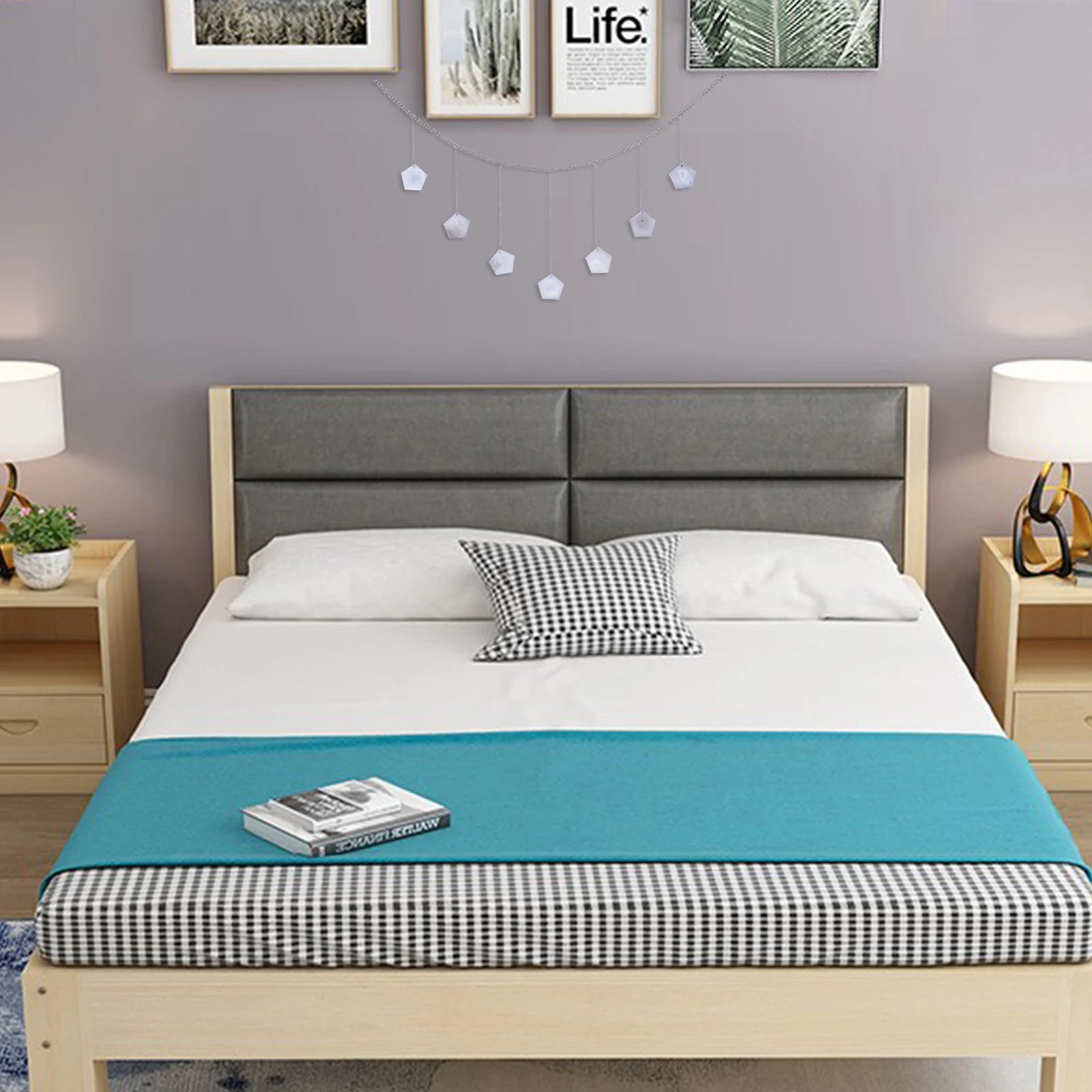 Geometric Cross Heart Shaped Natural Agate Slices Hanging Ornament Chains For Bedroom Living Room TV-Wall Photo Wall Home Decor